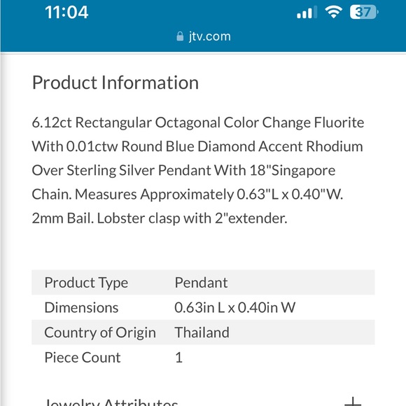 JTV Silver Pendant with Blue Fluorite - Picture 3 of 4